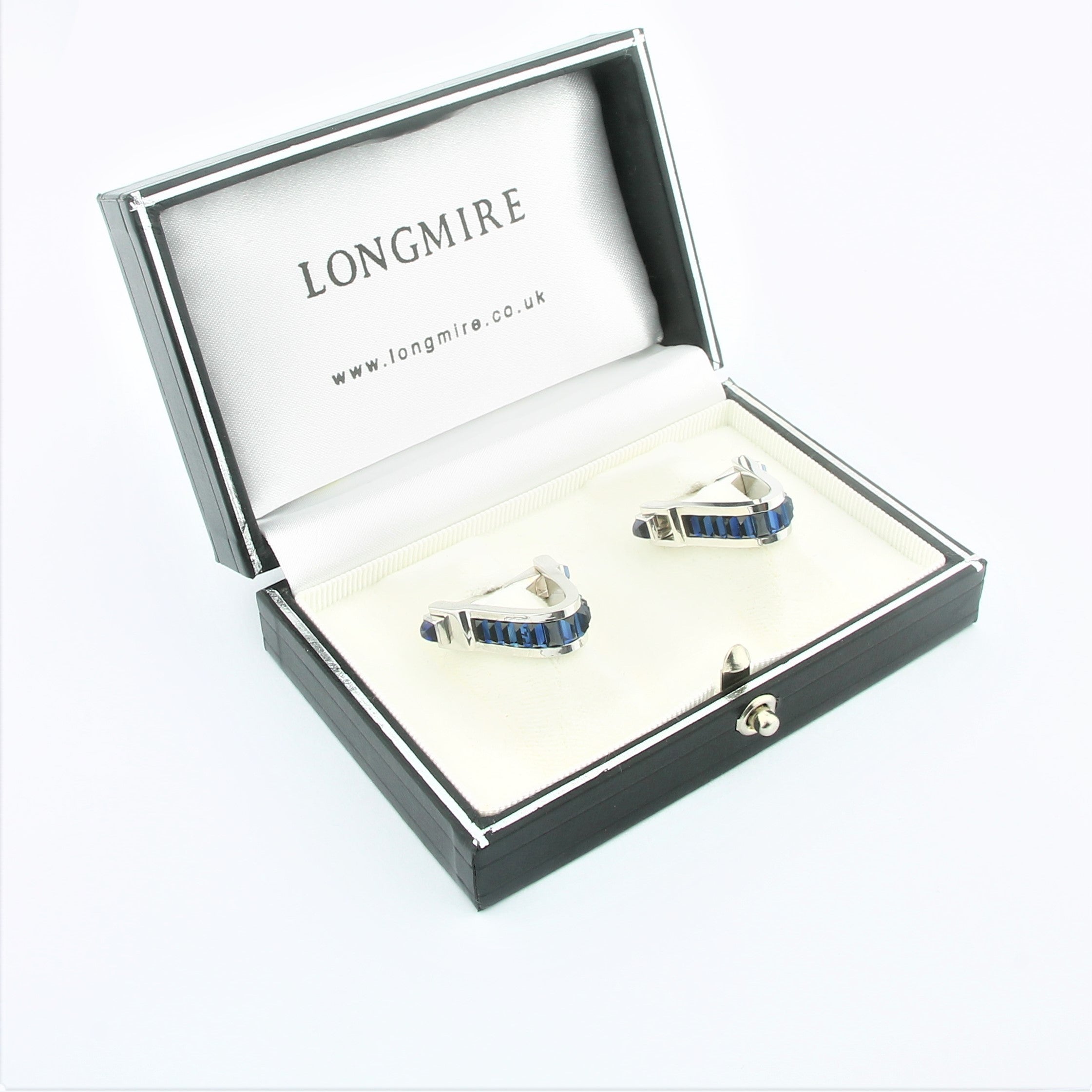 Stirrup cufflinks in sapphire and 18k gold - boxed