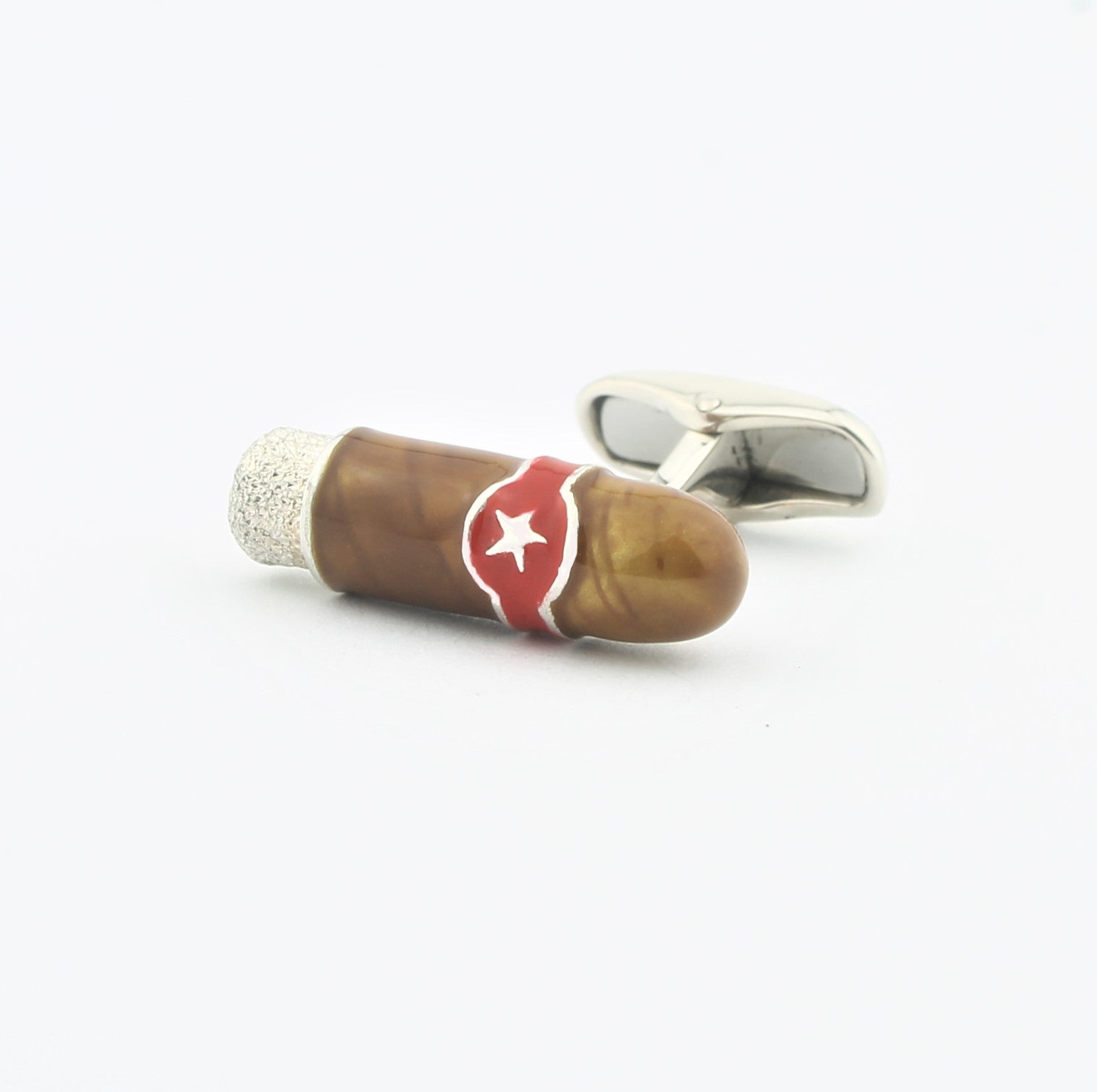 Cigar cufflinks in sterling silver