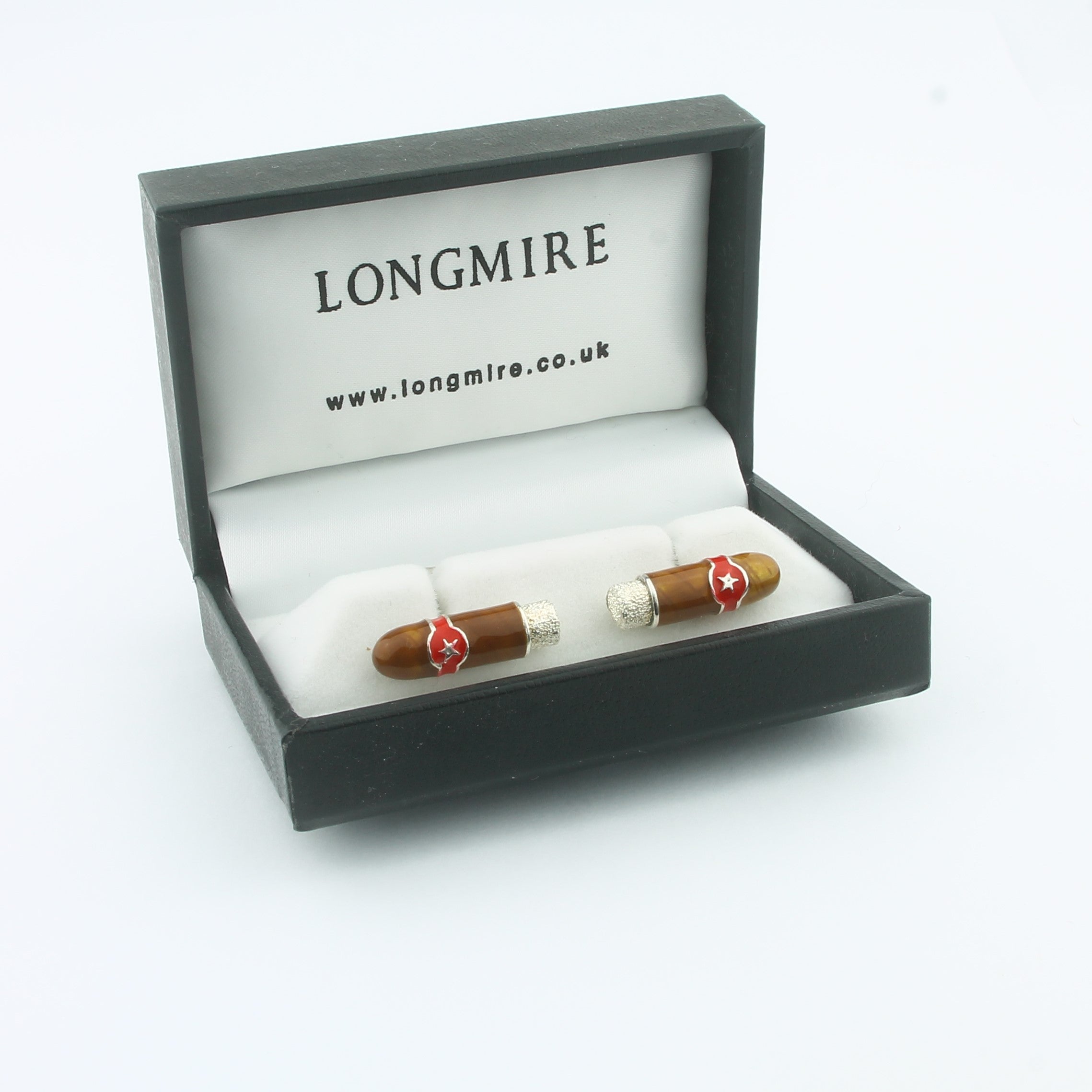 Cigar cufflinks in sterling silver boxed