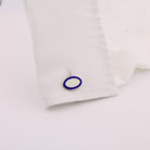 Double oval blue and white enamel cufflinks