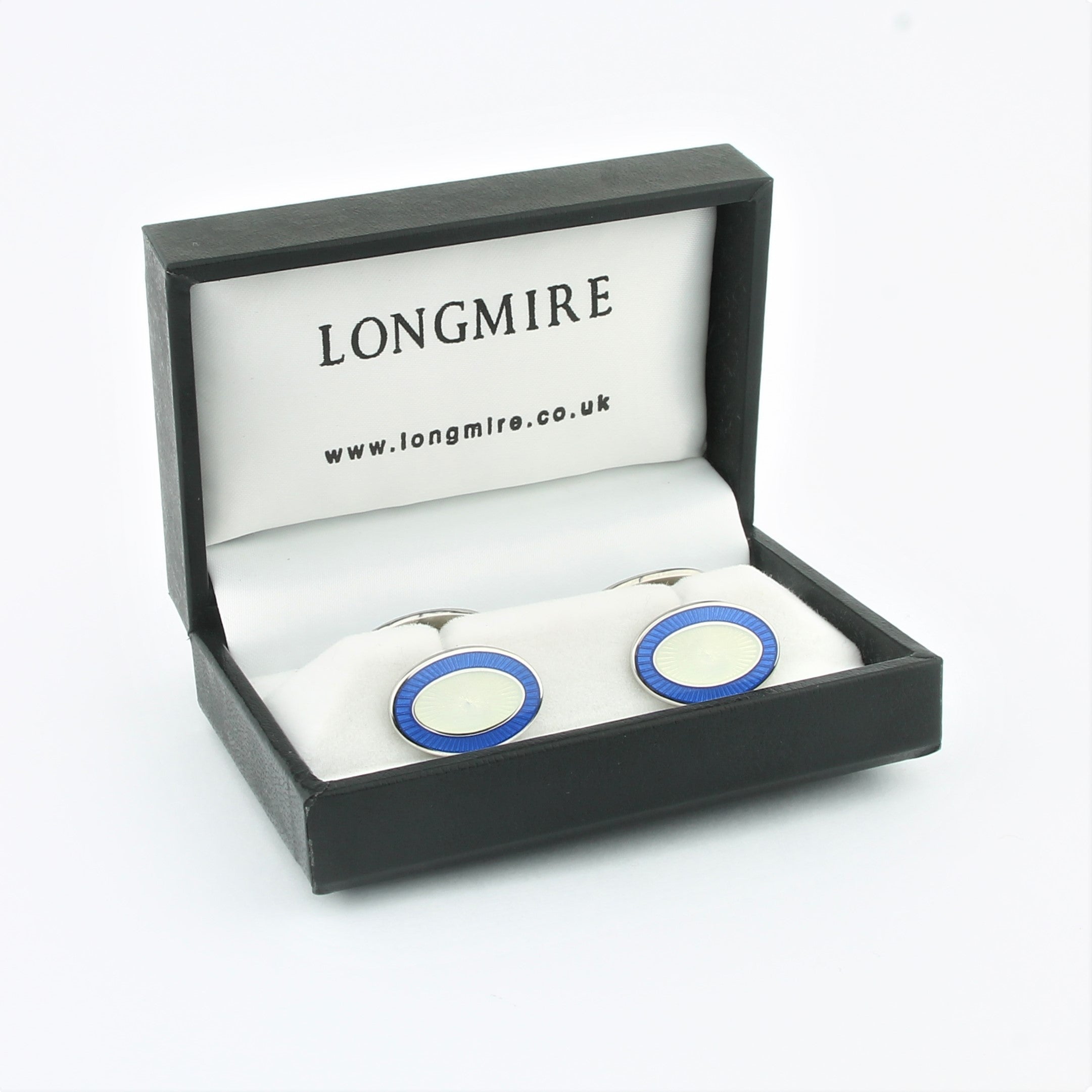 Double Oval Pale Blue/White cufflinks - boxed