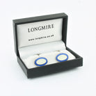 Double Oval Pale Blue/White cufflinks - boxed
