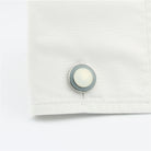 Double Circle grey white enamel cufflinks in silver - in a cuff