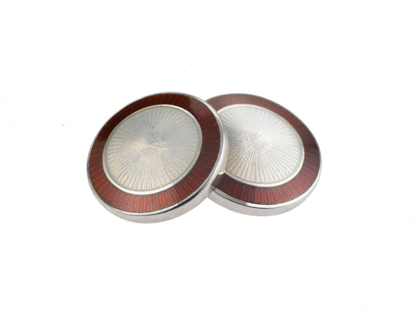 DOUBLE CIRCLE RED/WHITE ENAMEL CUFFLINKS
