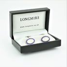 DOUBLE OVAL LAVENDER/WHITE ENAMEL CUFFLINKS - boxed