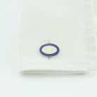 DOUBLE OVAL LAVENDER/WHITE ENAMEL CUFFLINKS - cuff