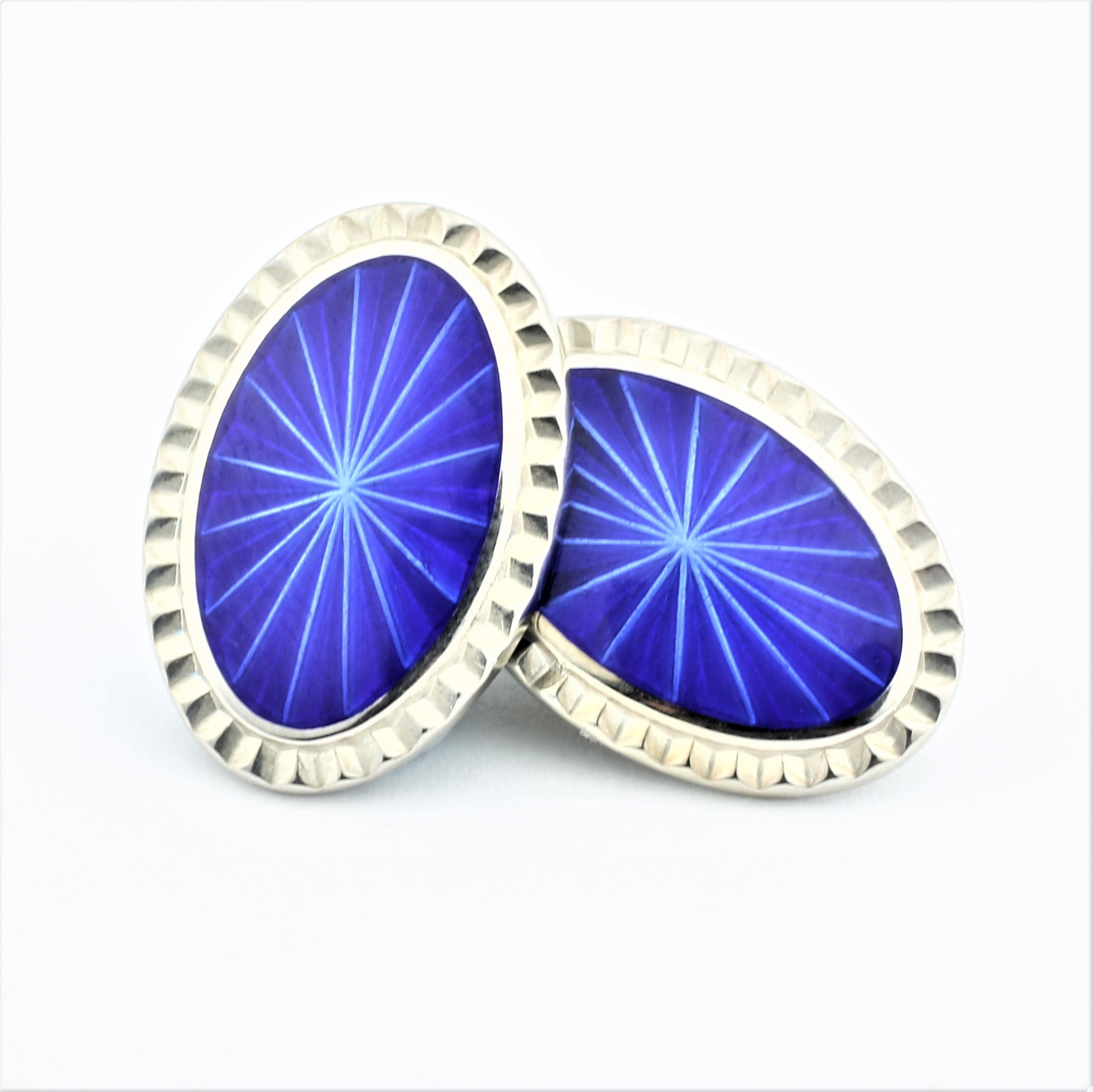 Prism Blue Enamel Cufflinks Hand enamelled oval cufflinks Longmire