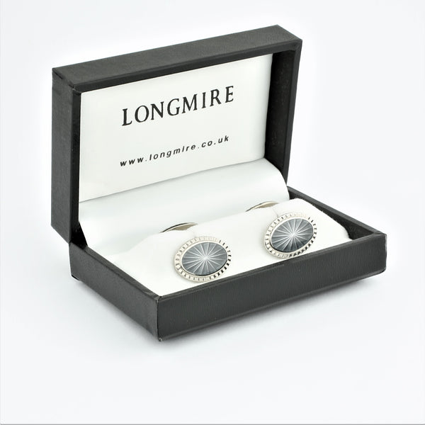 Prism cufflinks in grey enamel and silver - boxed