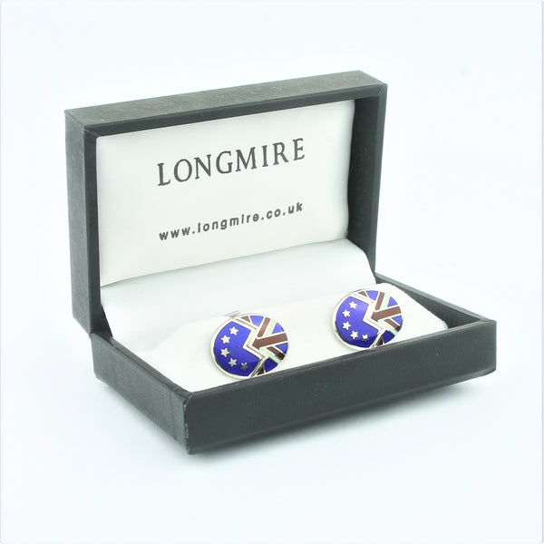 Brexit cufflinks in silver on T-bar - boxed