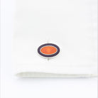 DOUBLE OVAL AUBERGINE/ORANGE ENAMEL CUFFLINKS - cuff