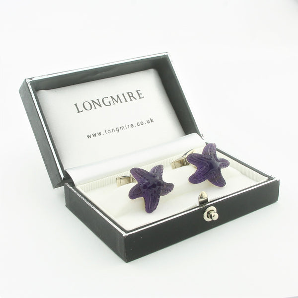 STARFISH CUFFLINKS AMETHYST