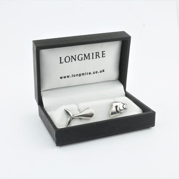 Fish cufflinks - head and tail silver - boxed