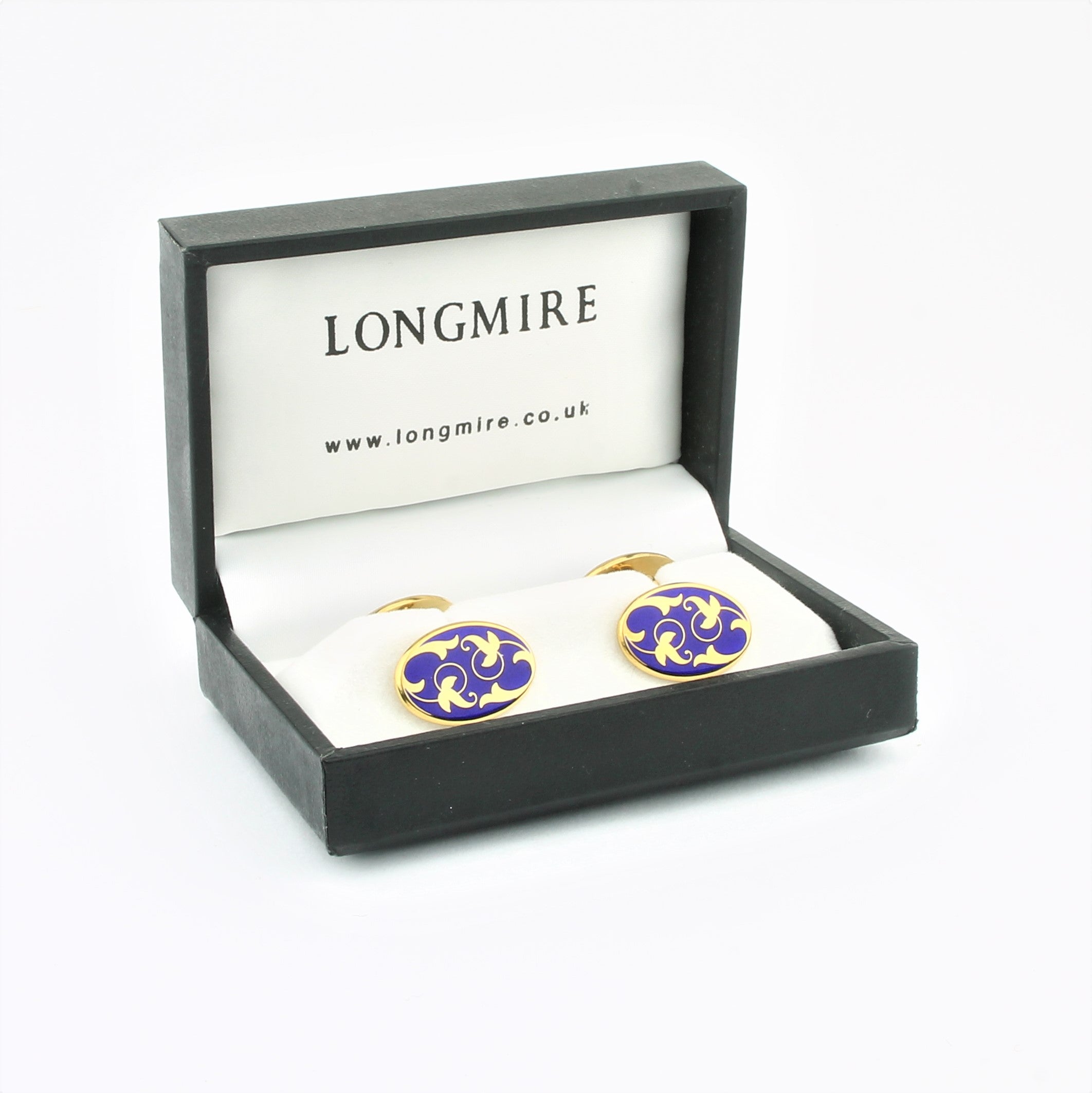 Ivy cufflinks in blue enamel and silver gilt - boxed