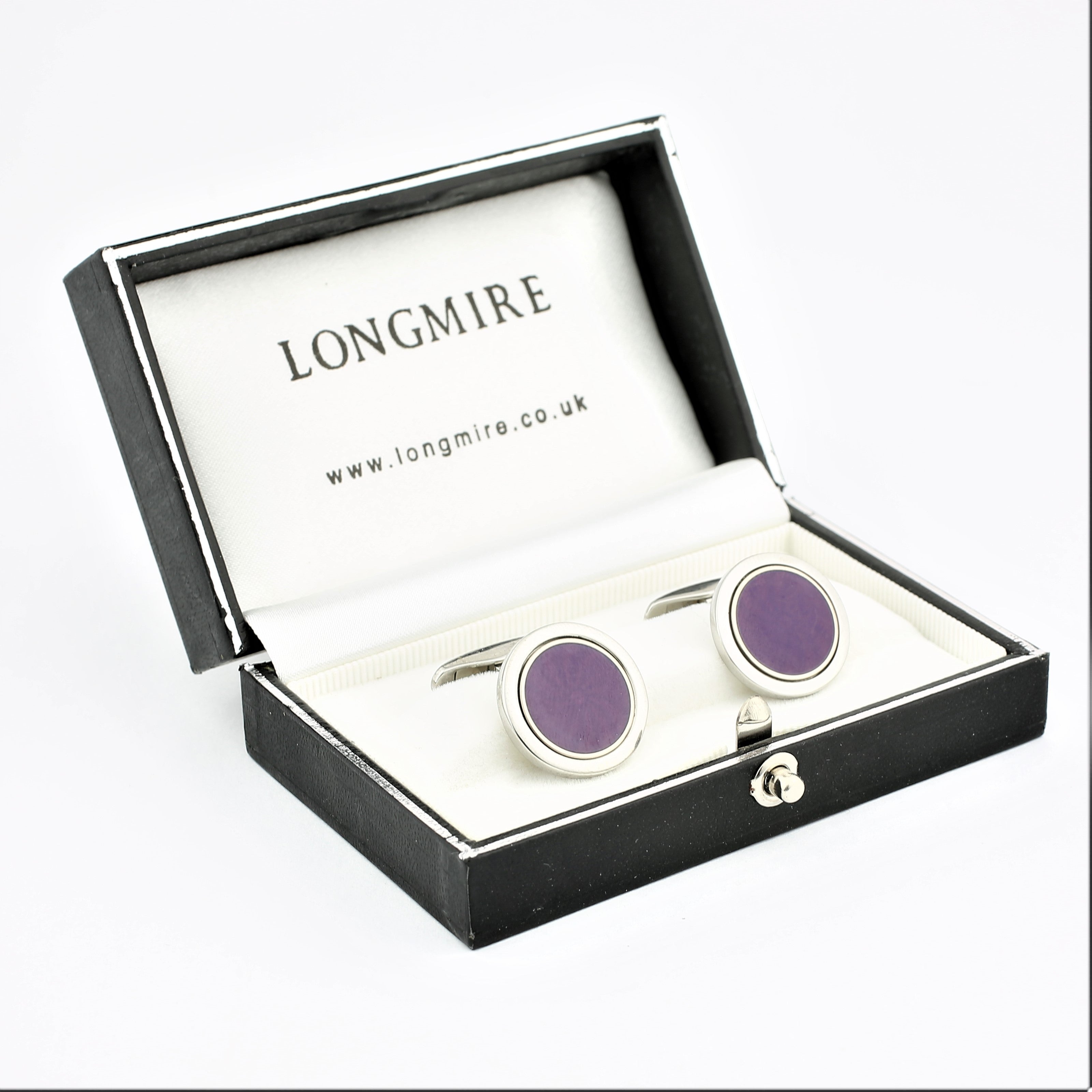 Astral purple enamel cufflinks in steel - boxed