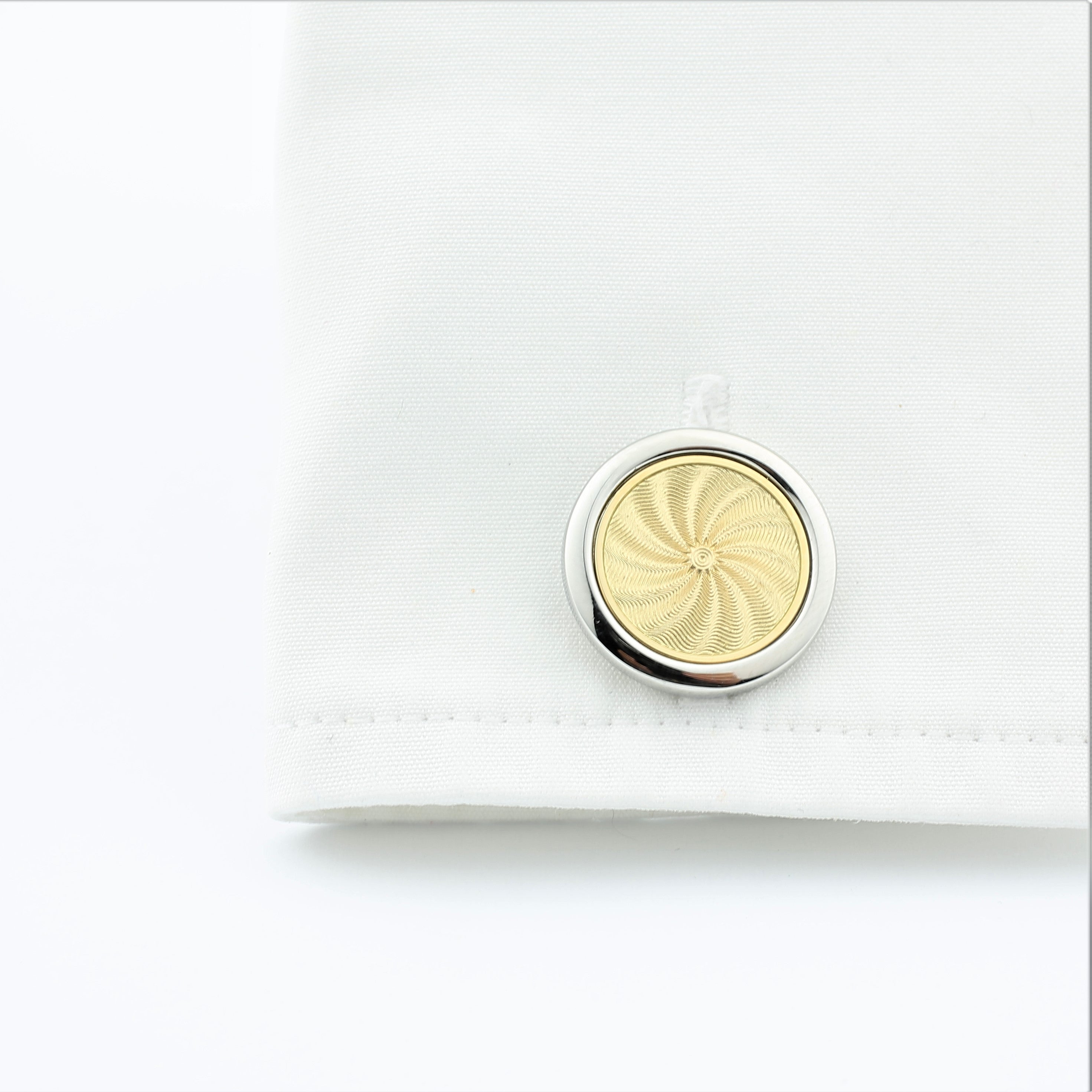 Astral bronze enamel cufflinks in steel  in a cuff
