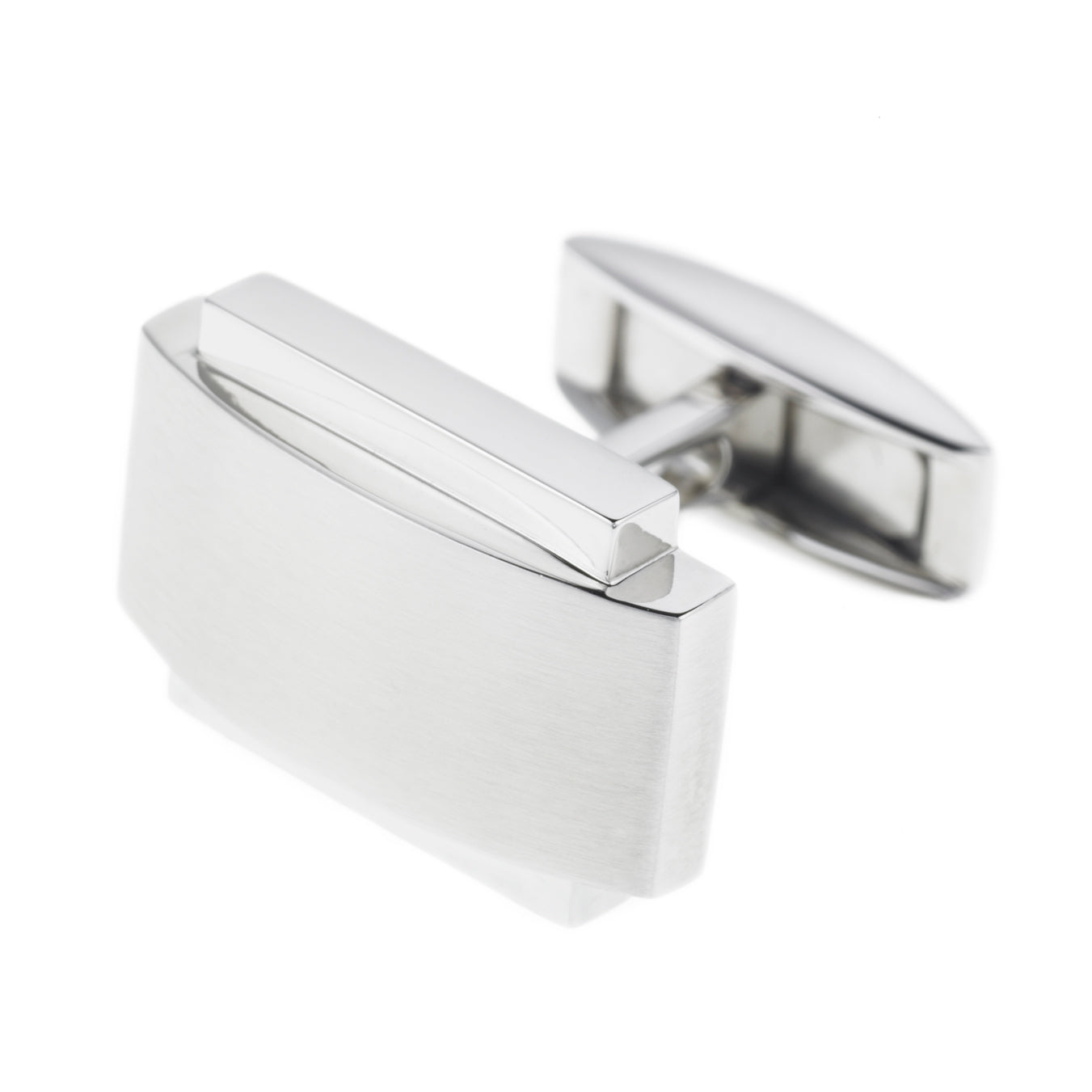 BRUSHED CURVED STEEL CUFFLINKS