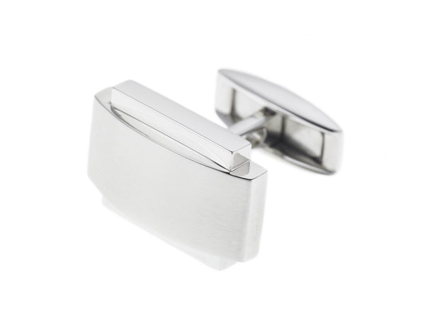 BRUSHED CURVED STEEL CUFFLINKS