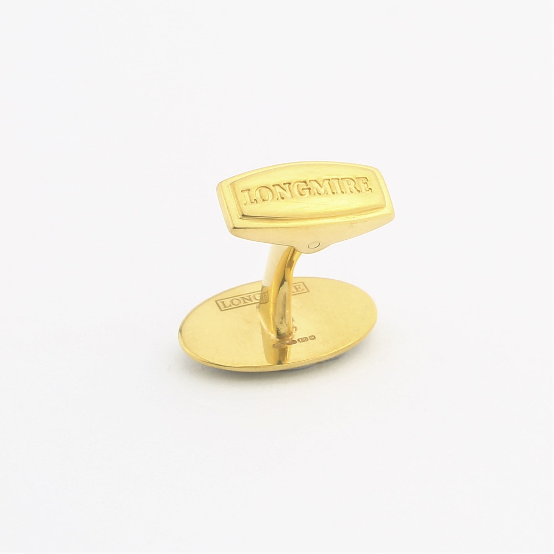 Basket blue cufflinks in 18k yellow gold rear