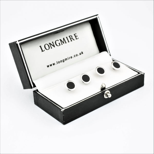 Onyx stud in 18k white gold - boxed