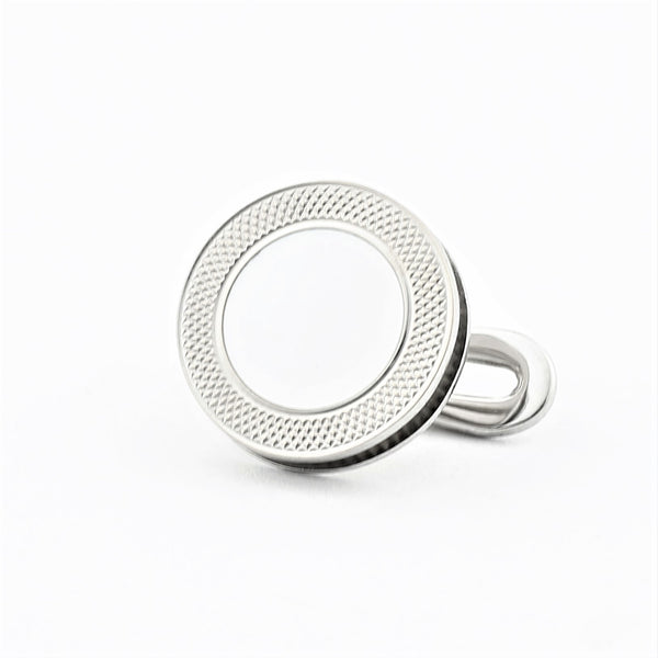 MOTHER OF PEARL SHIRT STUDS - REEDED EDGE - CIRCULAR