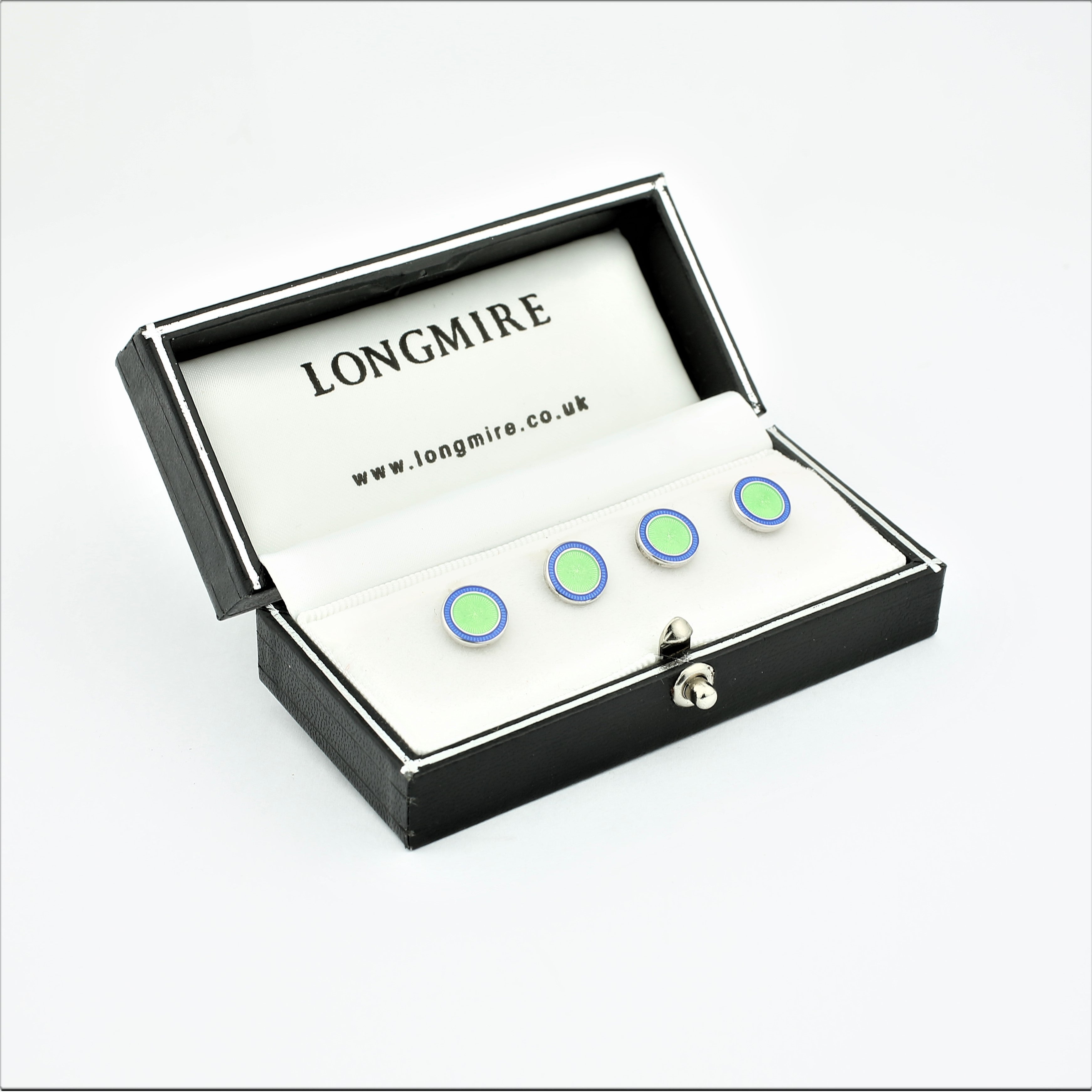 DOUBLE CIRCLE PALE BLUE/PALE GREEN ENAMEL STUD - BOXED