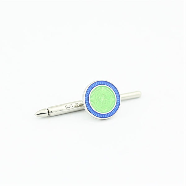 DOUBLE CIRCLE PALE BLUE/PALE GREEN ENAMEL SHIRT STUDS