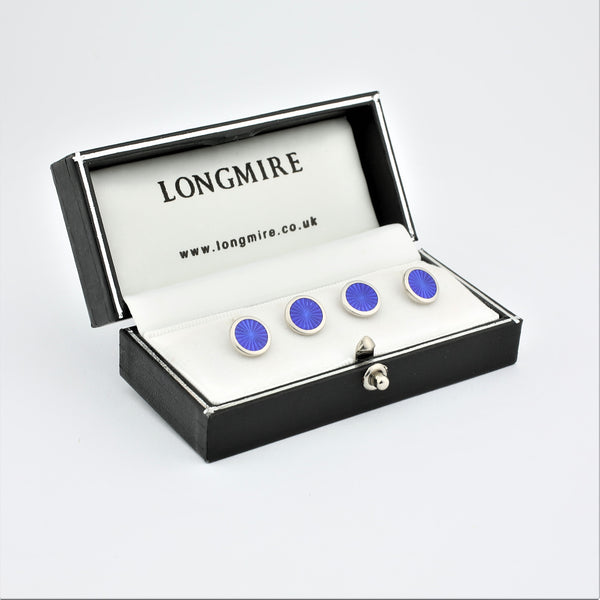 STARBURST BLUE ENAMEL SHIRT STUDS - boxed