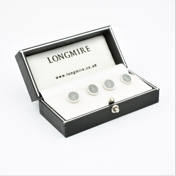 STARBURST GREY ENAMEL STUDS - BOXED