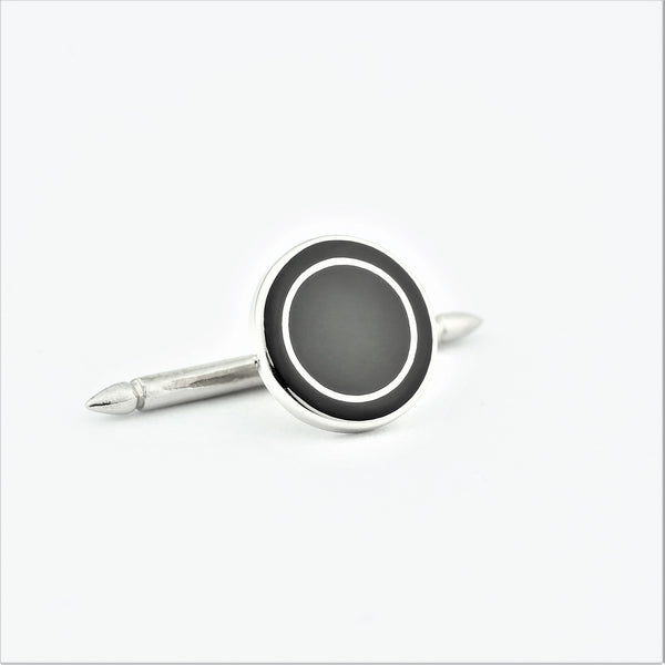 DOUBLE CIRCLE BLACK/BLACK ENAMEL SHIRT STUDS