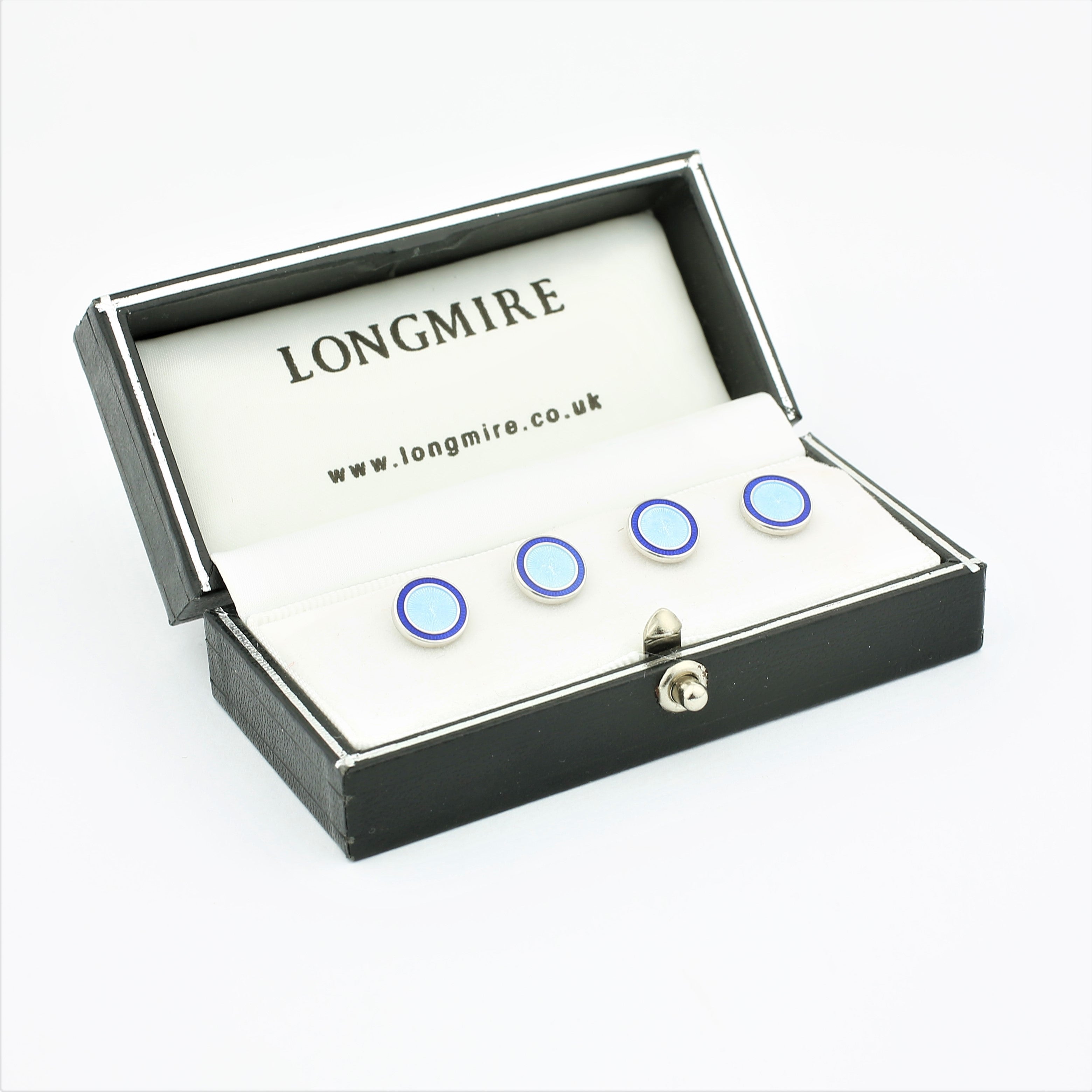 DOUBLE CIRCLE DARK BLUE/LIGHT BLUE ENAMEL STUD - BOXED