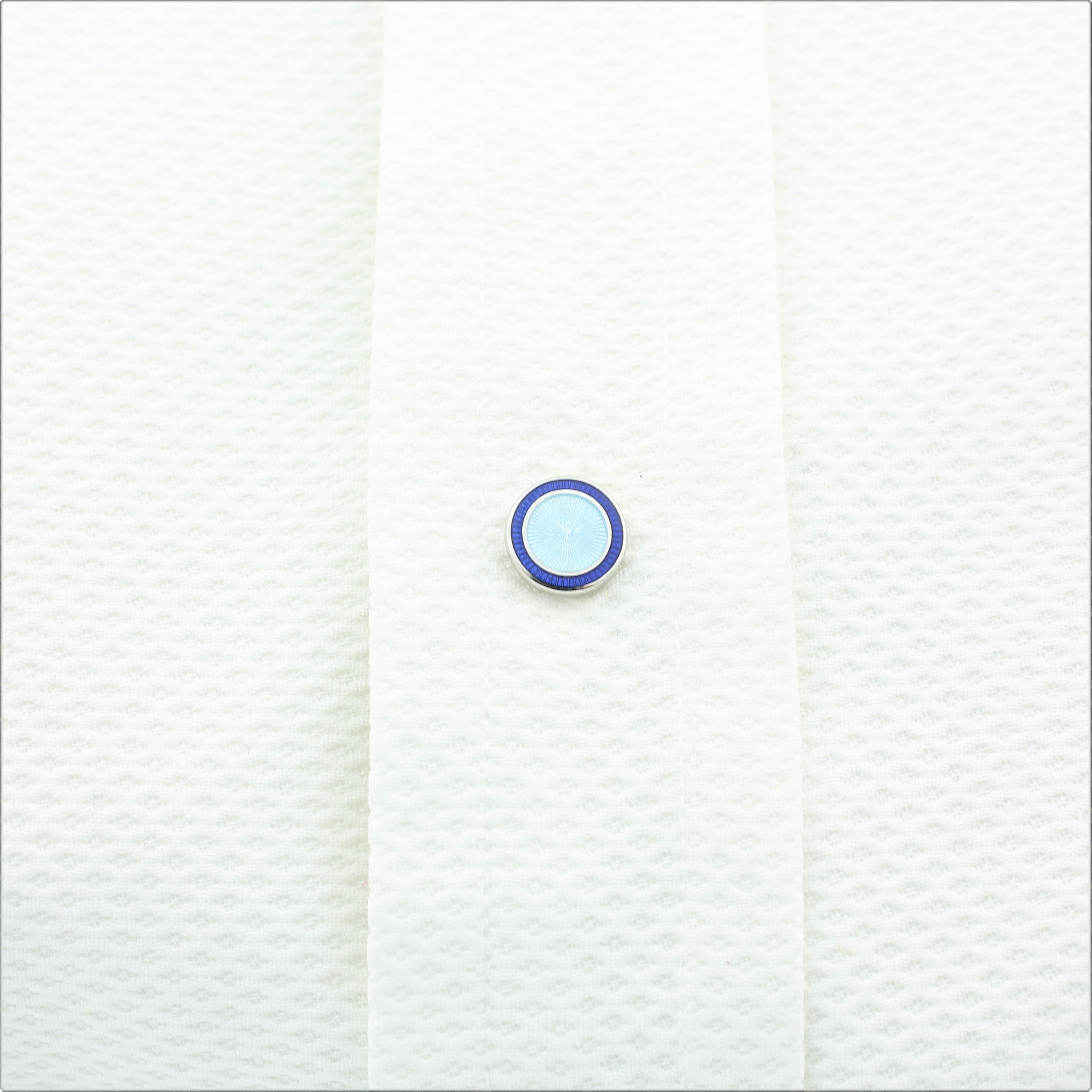 DOUBLE CIRCLE DARK BLUE/LIGHT BLUE ENAMEL STUD - SHIRT