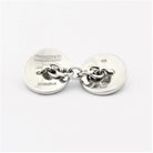 Double Circle grey white enamel cufflinks in silver - rear