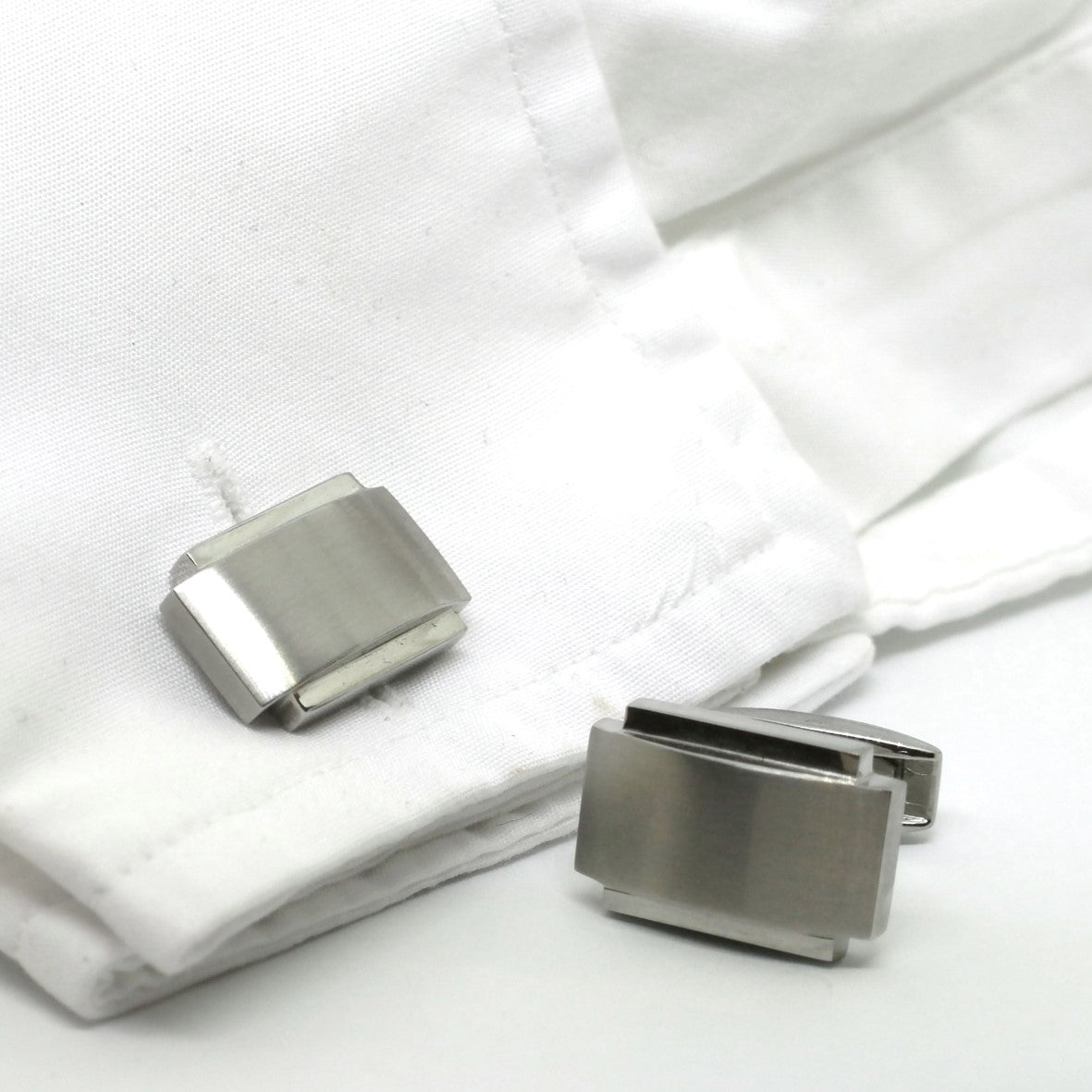 steel cufflinks in cuff