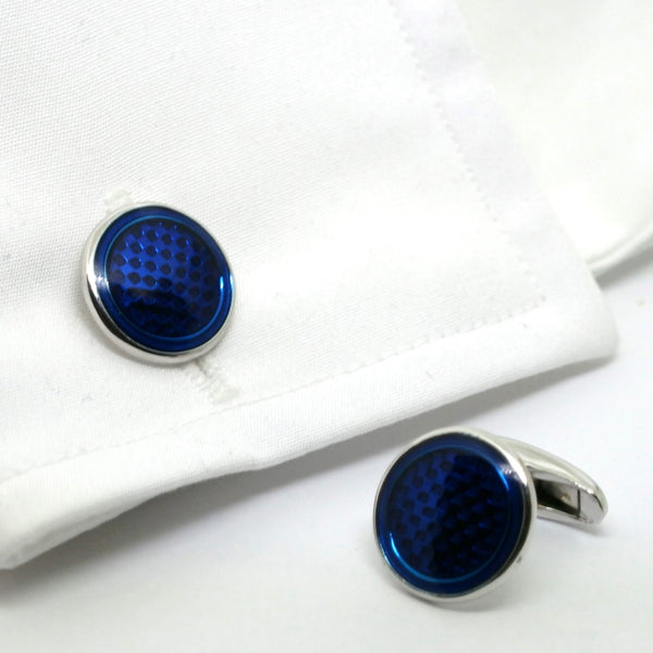 TRANSLUCENT BLUE ENAMEL CUFFLINKS