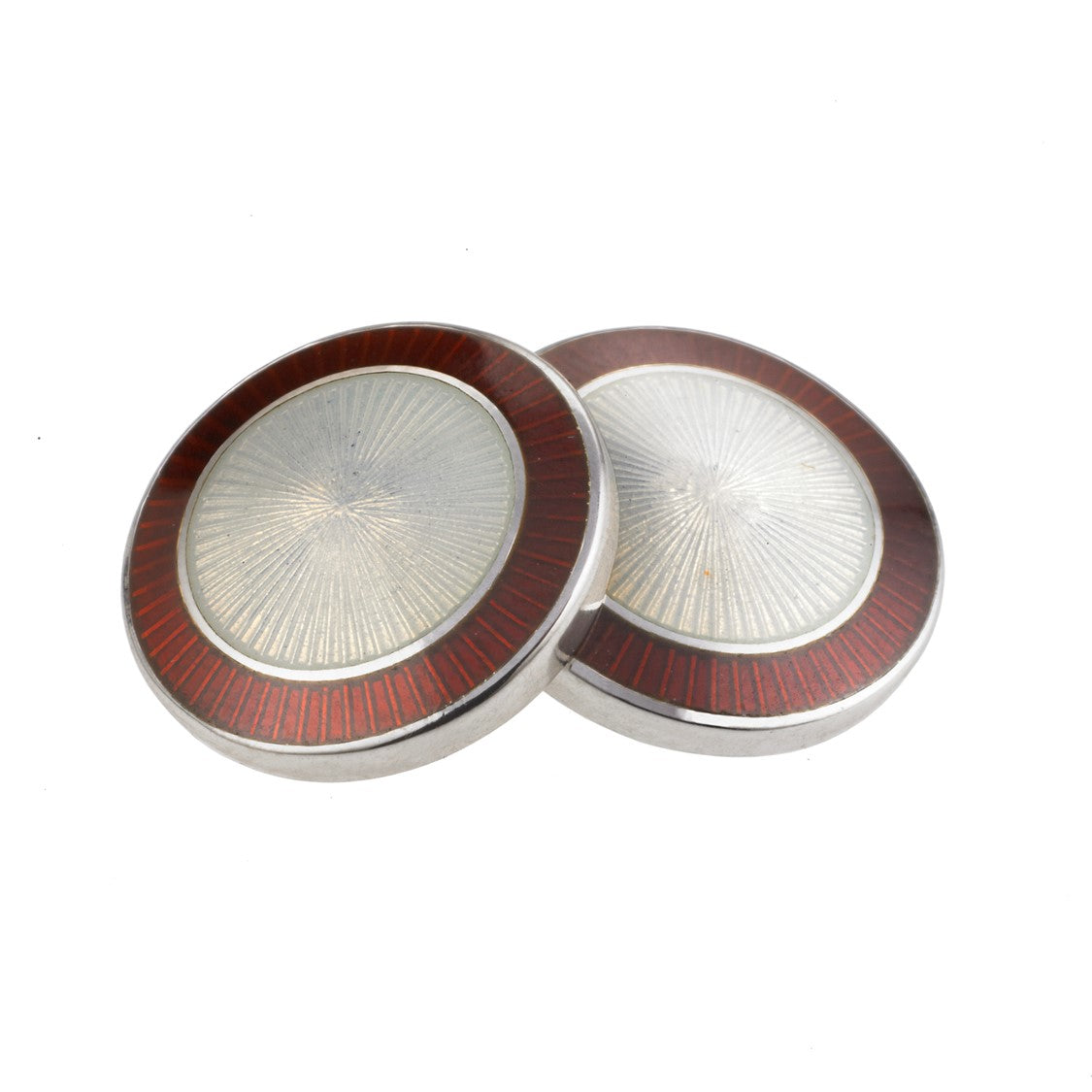 DOUBLE CIRCLE RED/WHITE ENAMEL sterling silver CUFFLINKS - main