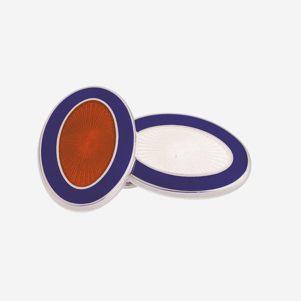 DOUBLE OVAL BLUE/RED AND BLUE/WHITE ENAMEL CUFFLINKS