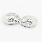Double oval grey and white cufflinks in enamel on sterling silver - rear