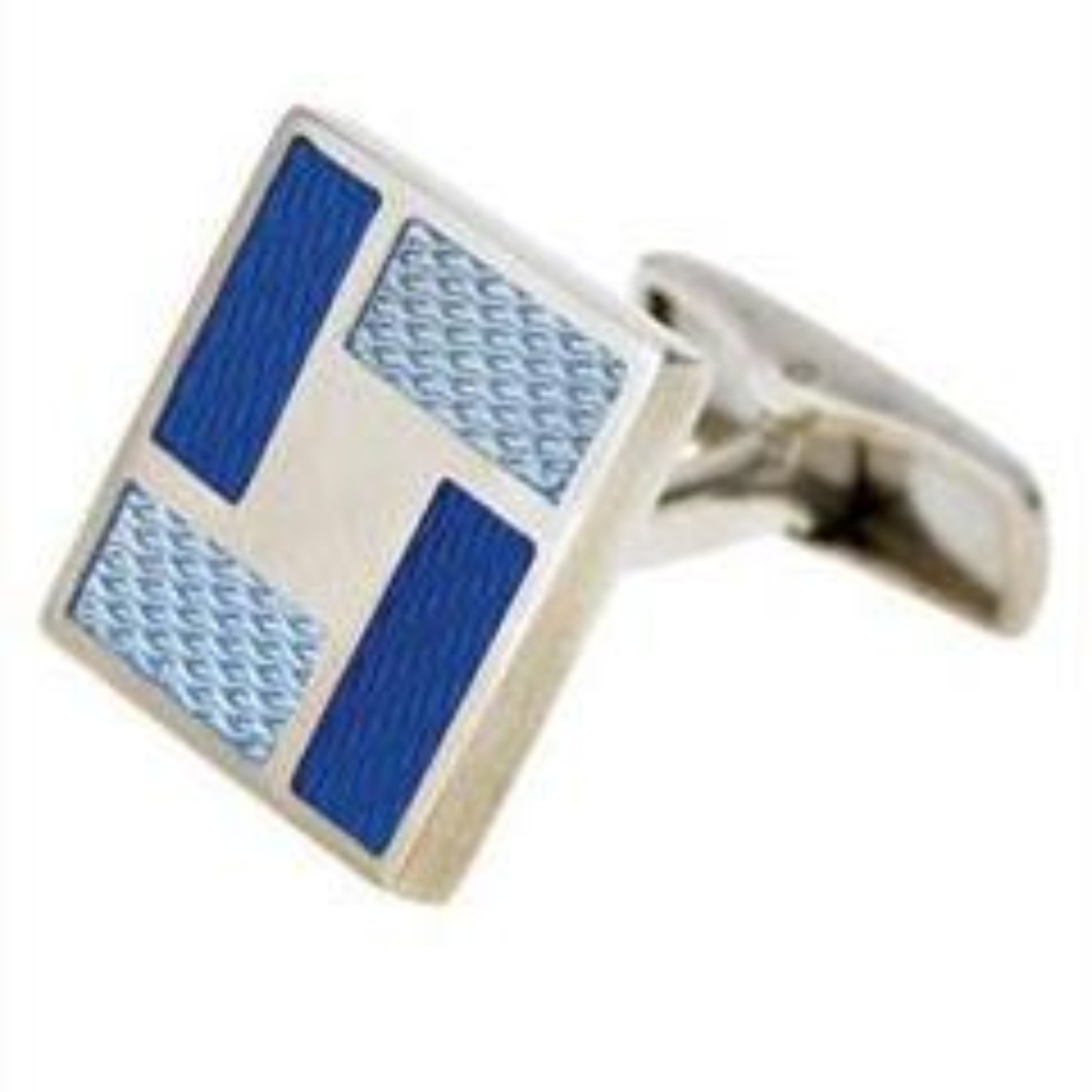 silver blue enamel cufflinks
