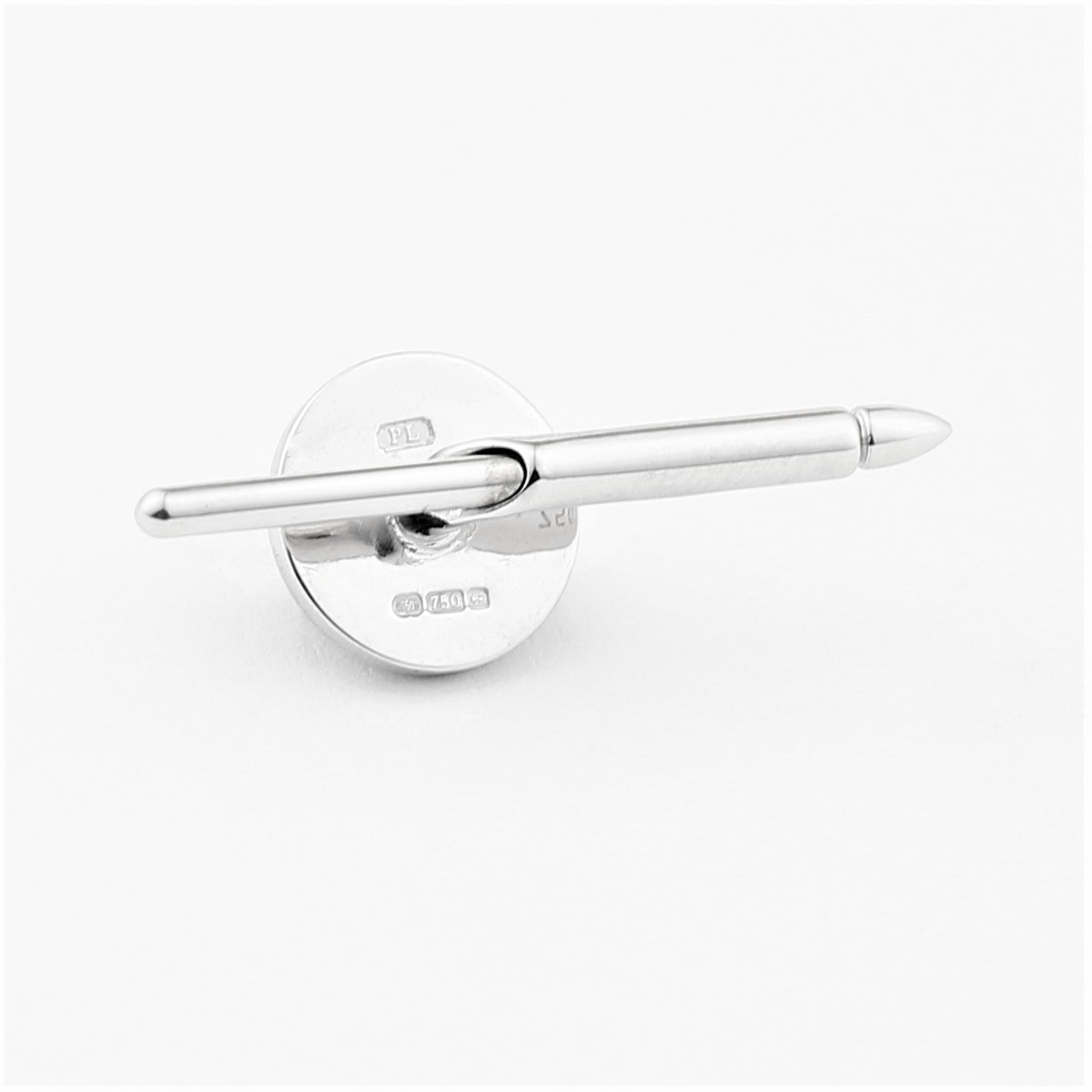 Basket Black/Translucent enamel stud 18k white gold - rear