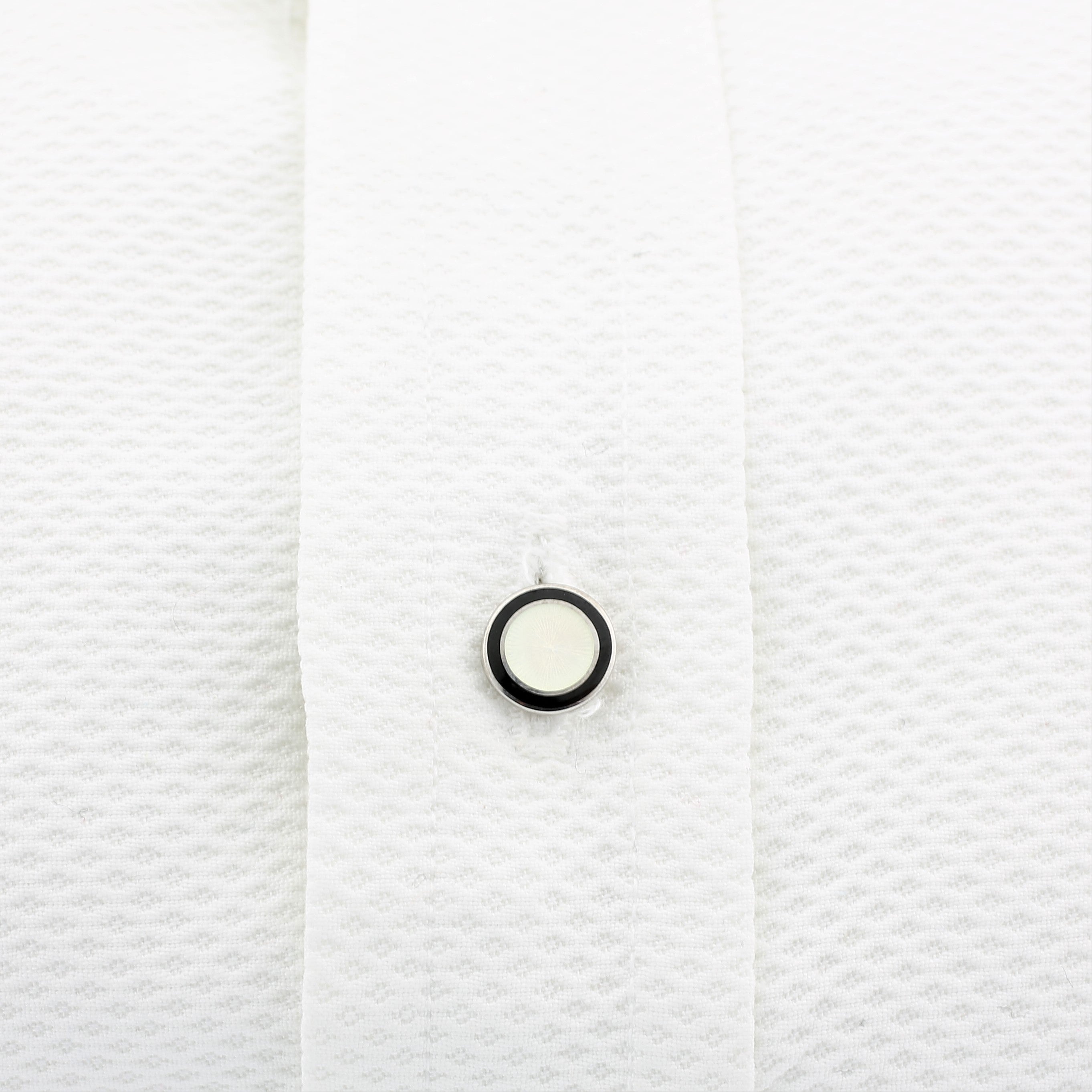 Double circle black/white enamel shirt studs - shirt