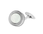 MOTHER OF PEARL WITH REEDED EDGE - OVAL 18ct WHITE GOLD - cufflink