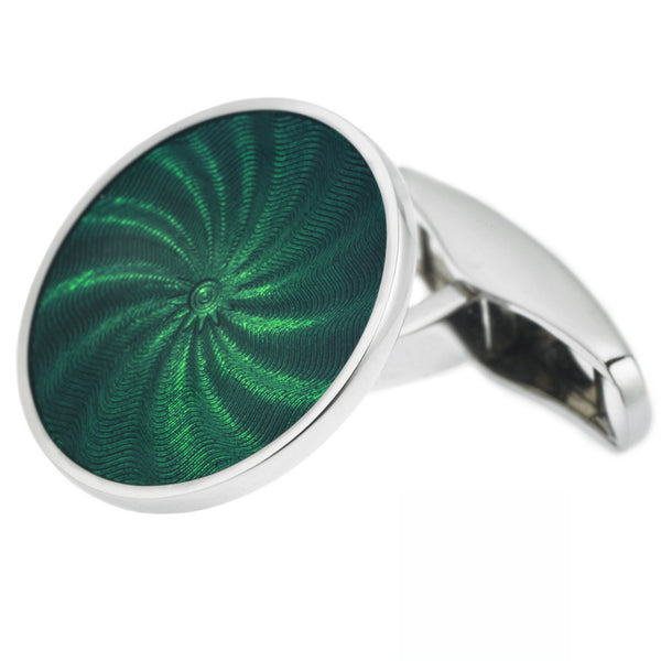 STAR GREEN ENAMEL 18ct WHITE GOLD CUFFLINKS