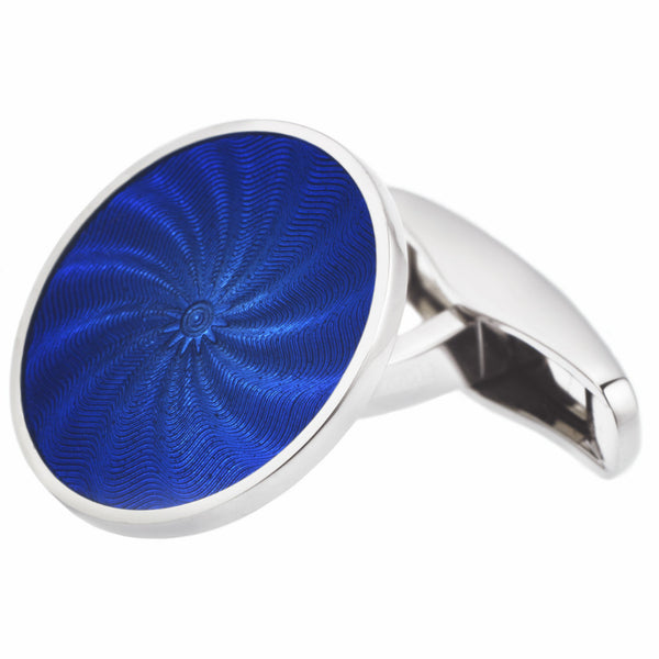 STAR LIGHT BLUE ENAMEL 18ct WHITE GOLD CUFFLINKS