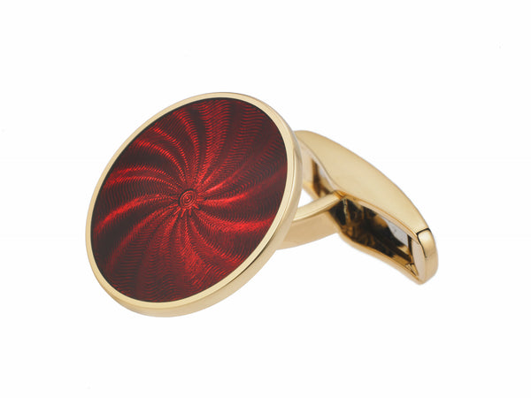 STAR RED ENAMEL 18ct YELLOW GOLD CUFFLINKS