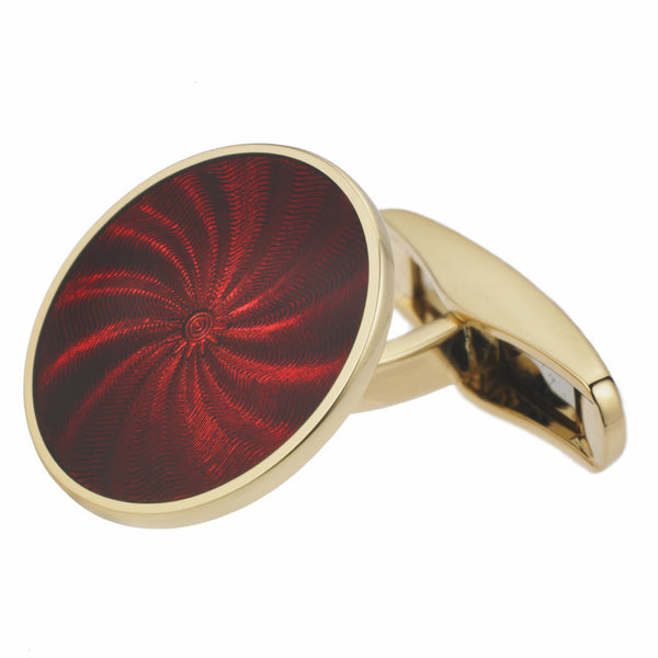 STAR RED ENAMEL 18ct YELLOW GOLD CUFFLINKS