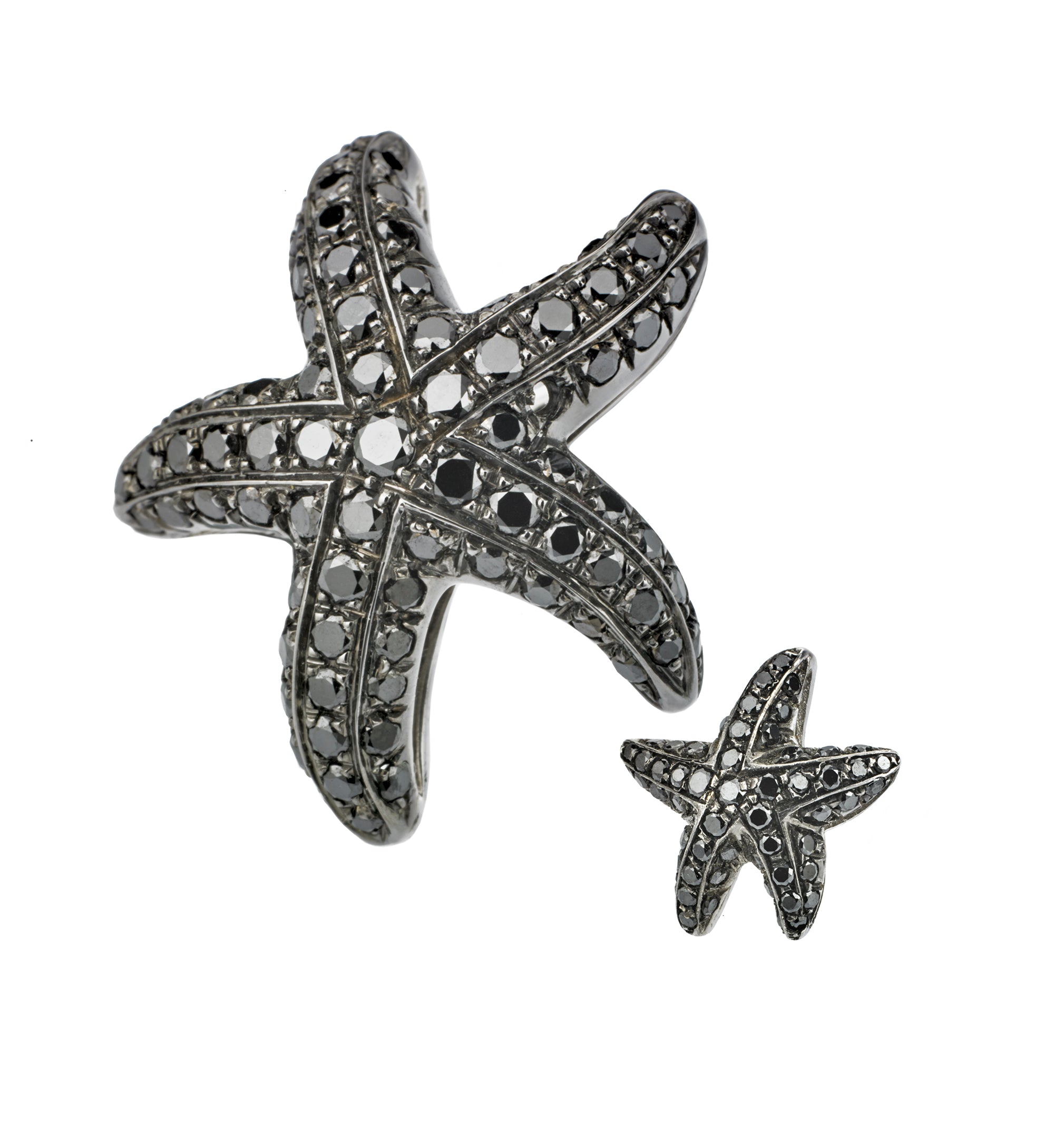 STARFISH SET 18ct WHITE GOLD SET WITH BLACK DIAMONDS