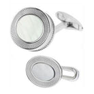MOTHER OF PEARL WITH REEDED EDGE - OVAL - DRESS SET 18ct WHITE GOLD